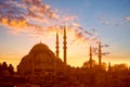 Suleymaniye mosque at sunset Royalty Free Stock Photo