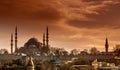 Suleymaniye Mosque sunset, Istanbul, Turkey Royalty Free Stock Photo