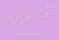 Sulfasalazine drug molecule. Used in treatment of rheumatoid arthritis and inflammatory bowel disease Crohn`s disease and