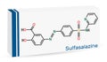 Sulfasalazine molecule. It is azobenzene, used in the management of inflammatory bowel diseases. Skeletal chemical formula. Paper