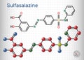 Sulfasalazine molecule. It is azobenzene, used in the management of inflammatory bowel diseases. Structural chemical formula and