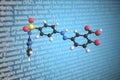 Sulfasalazine scientific molecular model, 3D rendering