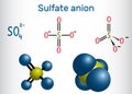 Sulfate anion sulphate molecule . Structural chemical formula Royalty Free Stock Photo