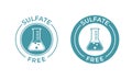 Sulfate free vector icon. Vector chemical test tube seal, sulfate free product seal