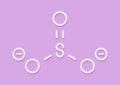 Sulfite anion, chemical structure. Sulfite salts are common food additives. Skeletal formula.