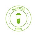 Sulfites Free Green Stamp. No Sulphites Label. Product without Sulfate Symbol. Natural Ingredients Non Sulfite Sign