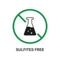 Sulfites Free Stop Sign. No Sulphites Label. Product Not Sulfate Silhouette Icon. Natural Ingredients, Ban Sulfite Logo