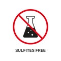 Sulfites Free Stop Sign. Product Not Sulfate Silhouette Icon. No Sulphites Label. Natural Ingredients, Ban Sulfite Logo