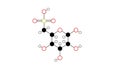 sulfoquinovose molecule, structural chemical formula, ball-and-stick model, isolated image monosaccharide