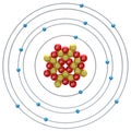 Sulfur atom on a white background