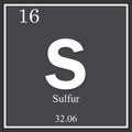 Sulfur chemical element, dark square symbol