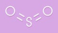 Sulfur dioxide food preservative molecule E220. Also used in winemaking and responsible for sulfites in wine. Skeletal formula.