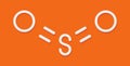 Sulfur dioxide food preservative molecule E220. Also used in winemaking and responsible for sulfites in wine. Skeletal formula.