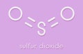 Sulfur dioxide food preservative molecule E220. Also used in winemaking and responsible for sulfites in wine. Skeletal formula.