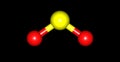 Sulfur dioxide molecular structure isolated on black