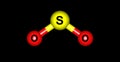 Sulfur dioxide molecular structure isolated on black