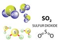 Sulfur dioxide molecule, chemical structure Royalty Free Stock Photo