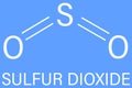 Sulfur dioxide molecule. Skeletal formula. Royalty Free Stock Photo