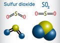 Sulfur dioxide sulphur dioxide, SO2 molecule. Structural chemi