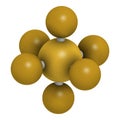sulfur hexafluoride gas insulator molecule. Microbubbles are used as contrast agent for ultrasound imaging. Potent greenhouse gas.
