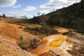 Sulfur and iron polluted river at Sao Domingos abandoned mine Royalty Free Stock Photo