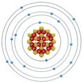 Sulfur(isotope) atom on a white background