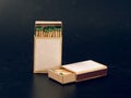 Sulfur matches in a box on a black background