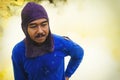 Sulfur Miner at Kawah Ijen Volcano, East Java, Indonesia