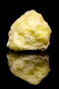 Sulfur or sulphur mineral stone, natural fragil element in front Royalty Free Stock Photo