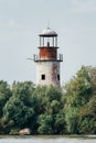 SULINA, ROMANIA - AUGUST 24, 2016. Old lighthouse in the Sulina branch of the Danube. It is the easternmost point of Romania -
