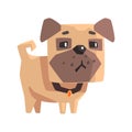 Sulking Little Pet Pug Dog Puppy With Collar Emoji Cartoon Illustration