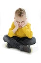 Sulky angry young boy child, sulking and pouting Royalty Free Stock Photo