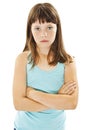 Sulky angry young girl child, sulking and pouting Royalty Free Stock Photo