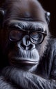 A sulky gorilla with glasses and crossed paws