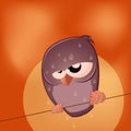 Sullen cartoon bird is sweating Royalty Free Stock Photo