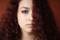 Sullen girl with natural curly hair Royalty Free Stock Photo