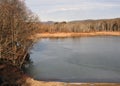 Sullivanville Watershed Dam retreating winter lake ice Chemung County Southern Tier Royalty Free Stock Photo