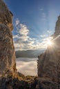 The Sulov castle ruin at autumn morning