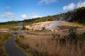 The Sulphur Banks Trail Ha`akulamanu emitting hazardous volcanic fumes at Hawaii Volcanoes National Park, Big Island of Hawaii, Royalty Free Stock Photo