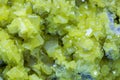 Sulphur crystals background. Macro close-up image of yellow sulfur
