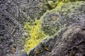 Sulphur crystals in a volcanic rater