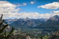 Looking down on the town of Banff from the top of Sulphur Mountain Royalty Free Stock Photo