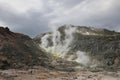 Sulphur pieces on Iozan (sulfur mountain) active volcano area, Akan National Park, Hokkaido, Japan Royalty Free Stock Photo
