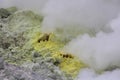 Sulphur pieces on Iozan (sulfur mountain) active volcano area, Akan National Park, Hokkaido, Japan Royalty Free Stock Photo