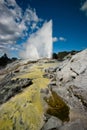 Sulphur and silica geothermal deposits and Pohutu geyser Royalty Free Stock Photo