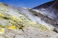 Sulphur steam on crater Royalty Free Stock Photo