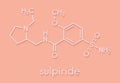 Sulpiride antipsychotic neuroleptic drug molecule. Skeletal formula.