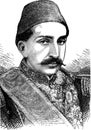 Sultan Abdulhamid II portrait, line art vector