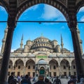 Sultan Ahmed Blue Mosque courtyard in Istanbul Royalty Free Stock Photo