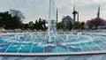 Sultan Ahmed Maydan fountain at sultan Ahmed park at historic part of Istanbul downtown Royalty Free Stock Photo